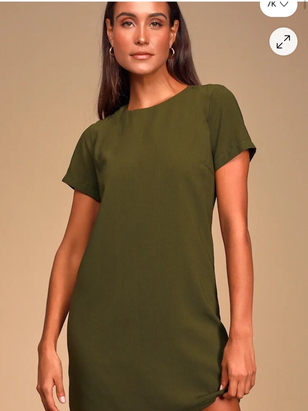 Lulus Shift and Shout Olive Green Shift Dress Size Small